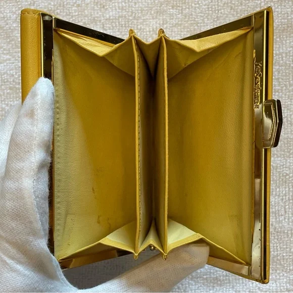 Yves Saint Laurent VINTAGE Authentic Sunflower Yellow Leather Compact Wallet - Picture 10 of 16